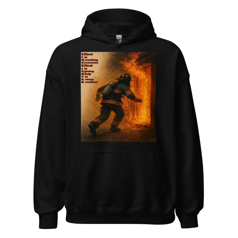 F.I.R.E.F.I.G.H.T.E.R. First in reaching everyone first in giving help to every resident Hoodie