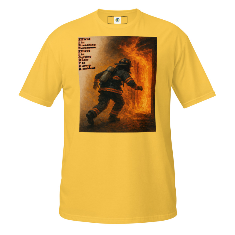F.I.R.E.F.I.G.H.T.E.R. First in reaching everyone first in giving help to every resident T shirt