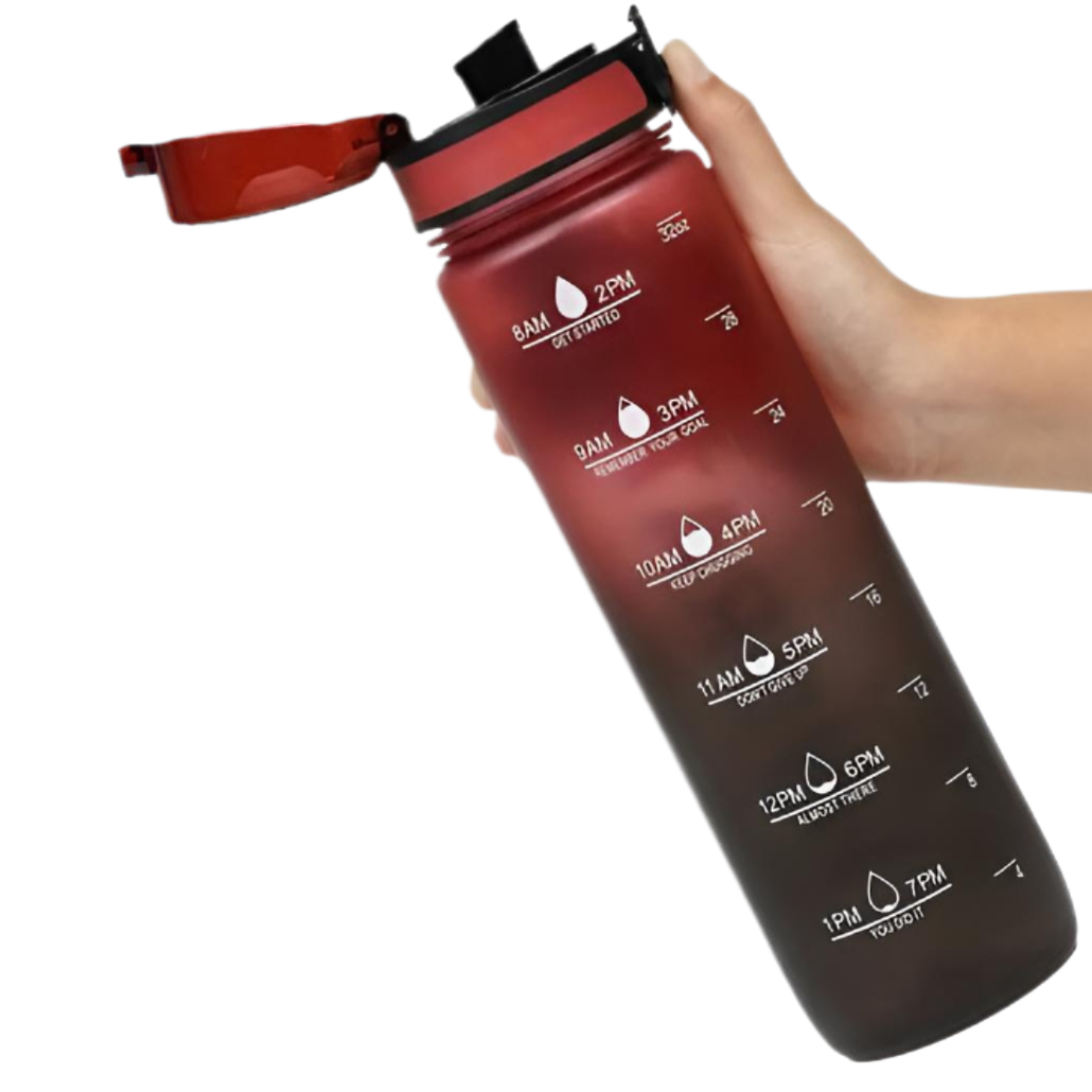 32 oz Inspirational Sports Water Bottle with Time Markers