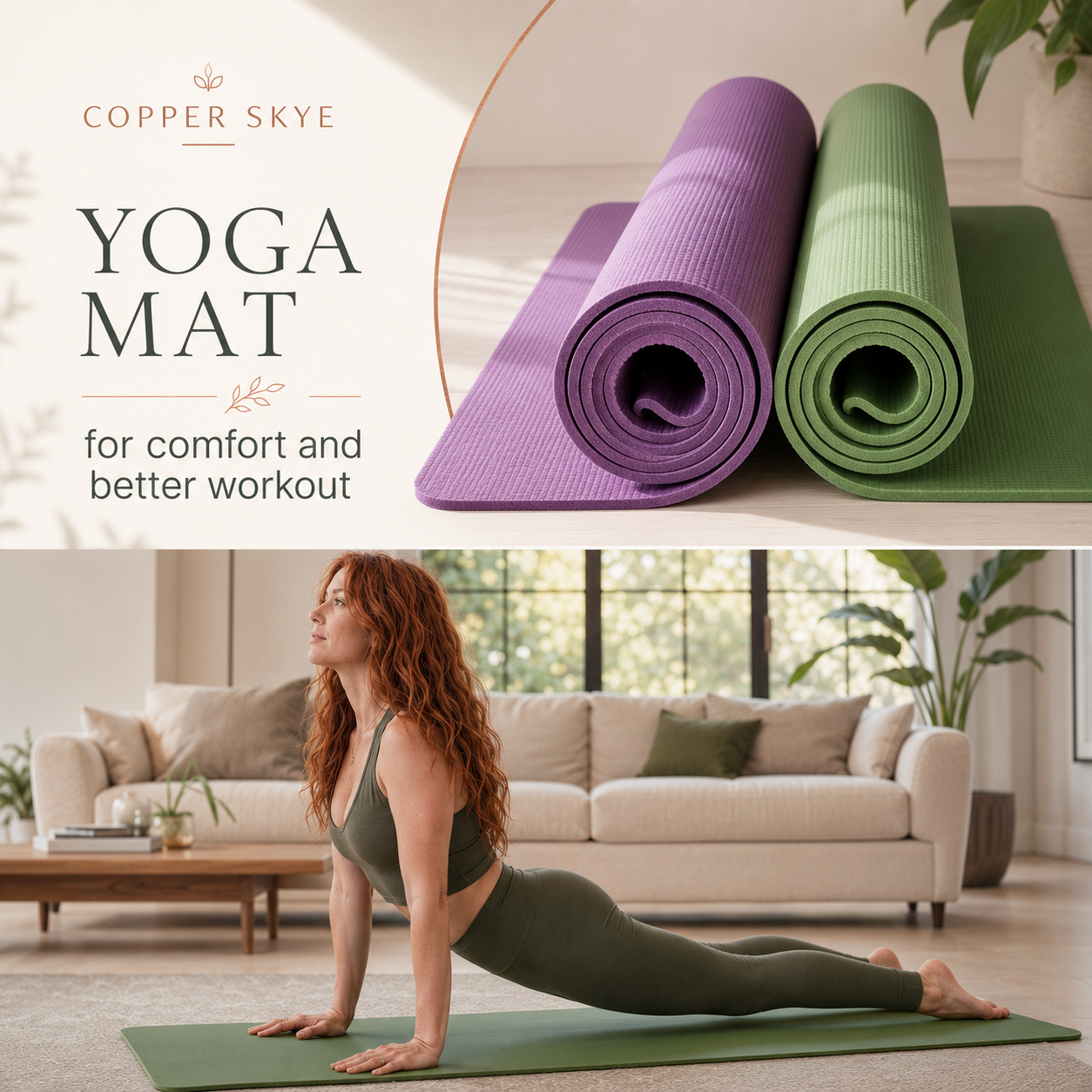 Non-Slip EVA Yoga Mat with Strap | Lightweight, Durable & Stylish