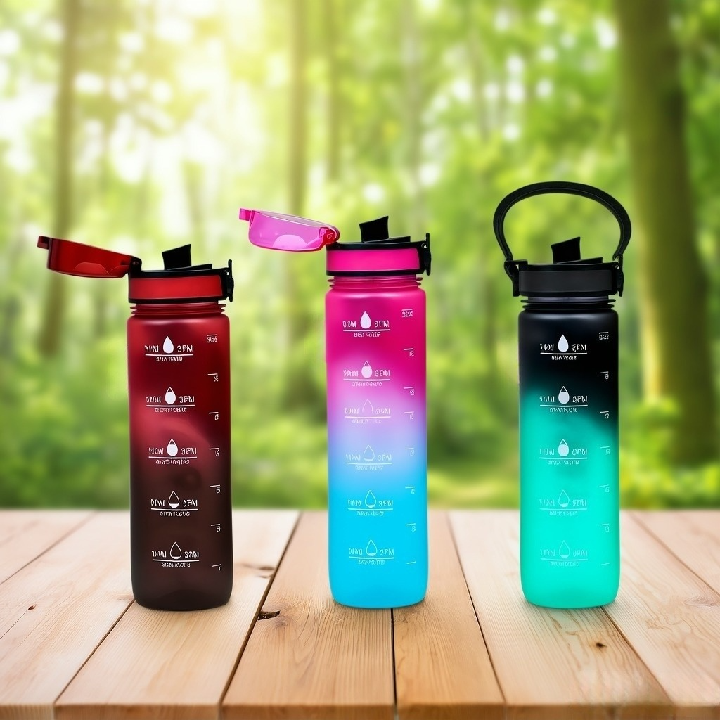 32 oz Inspirational Sports Water Bottle with Time Markers