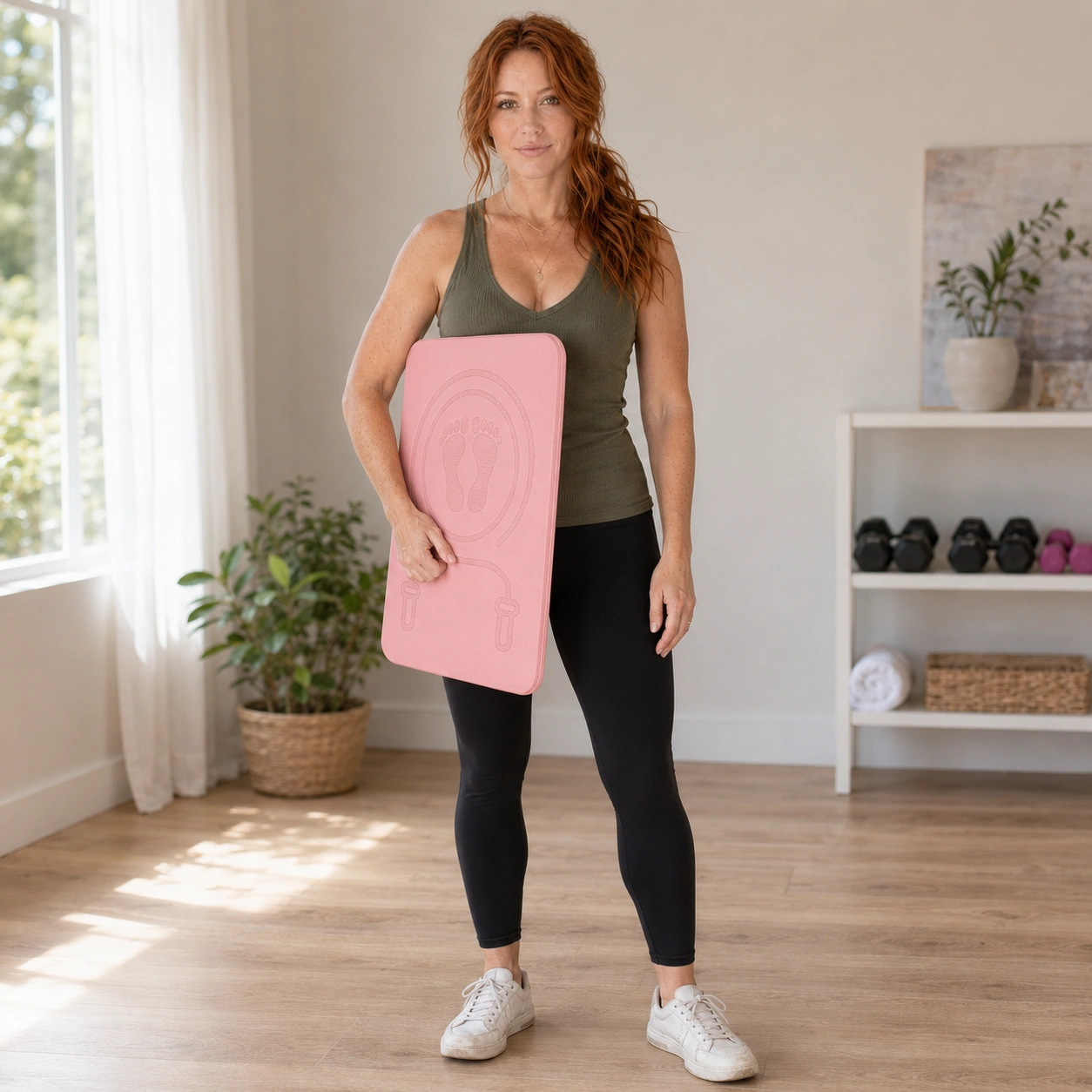 Pink Jump Rope Mat – Shock-Absorbing, Non-Slip TPE Exercise Mat