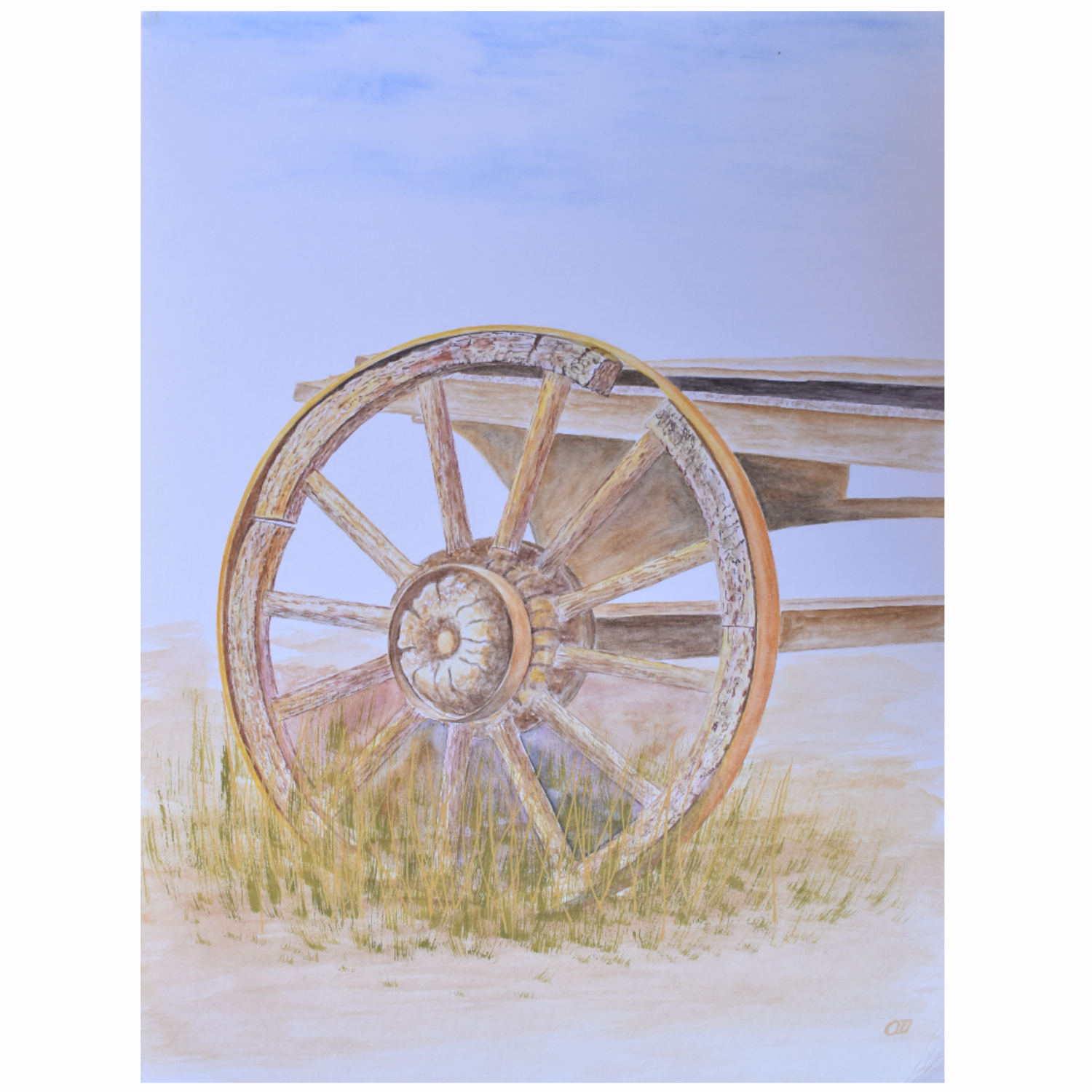 Weathered Wheel — Original Watercolor by Oskar D.