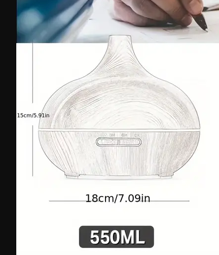 Aromatherapy Essential Oil Diffuser – Dark Wood Grain Ultrasonic with 6 Oils