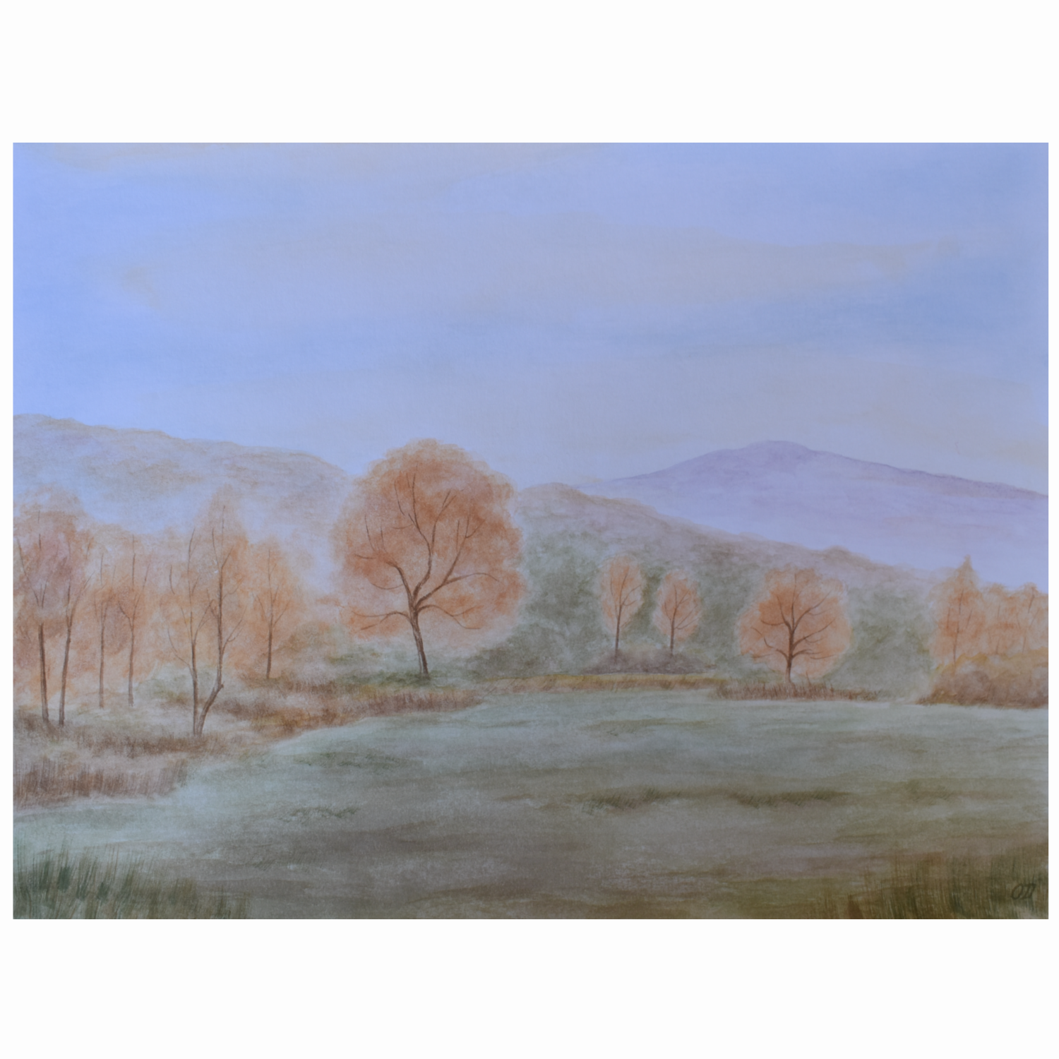Autumn Meadowlight — Original Watercolor by Oskar D.