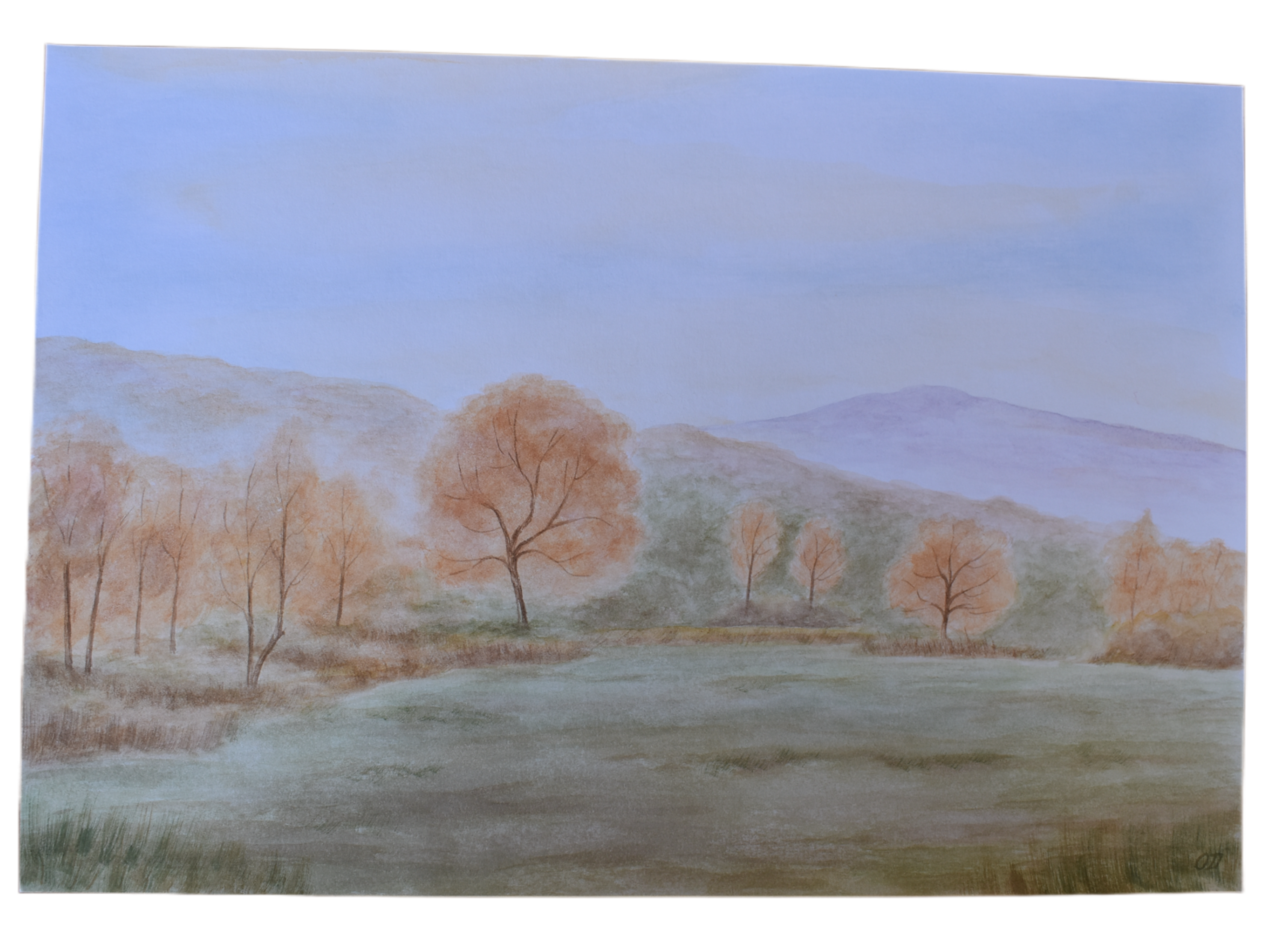Autumn Meadowlight — Original Watercolor by Oskar D.