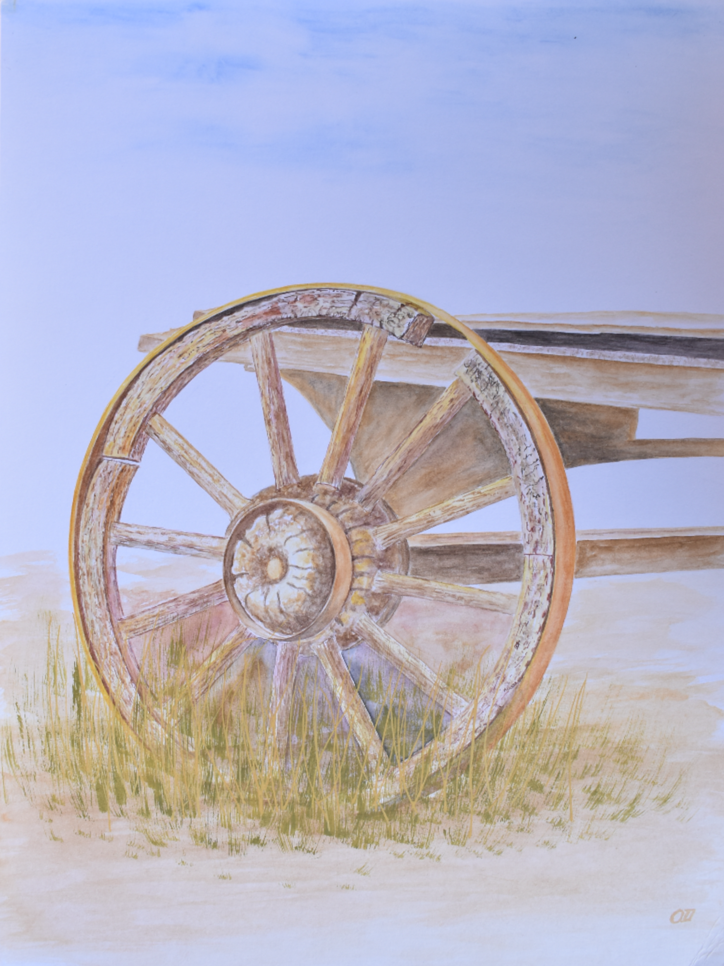 Weathered Wheel — Original Watercolor by Oskar D.