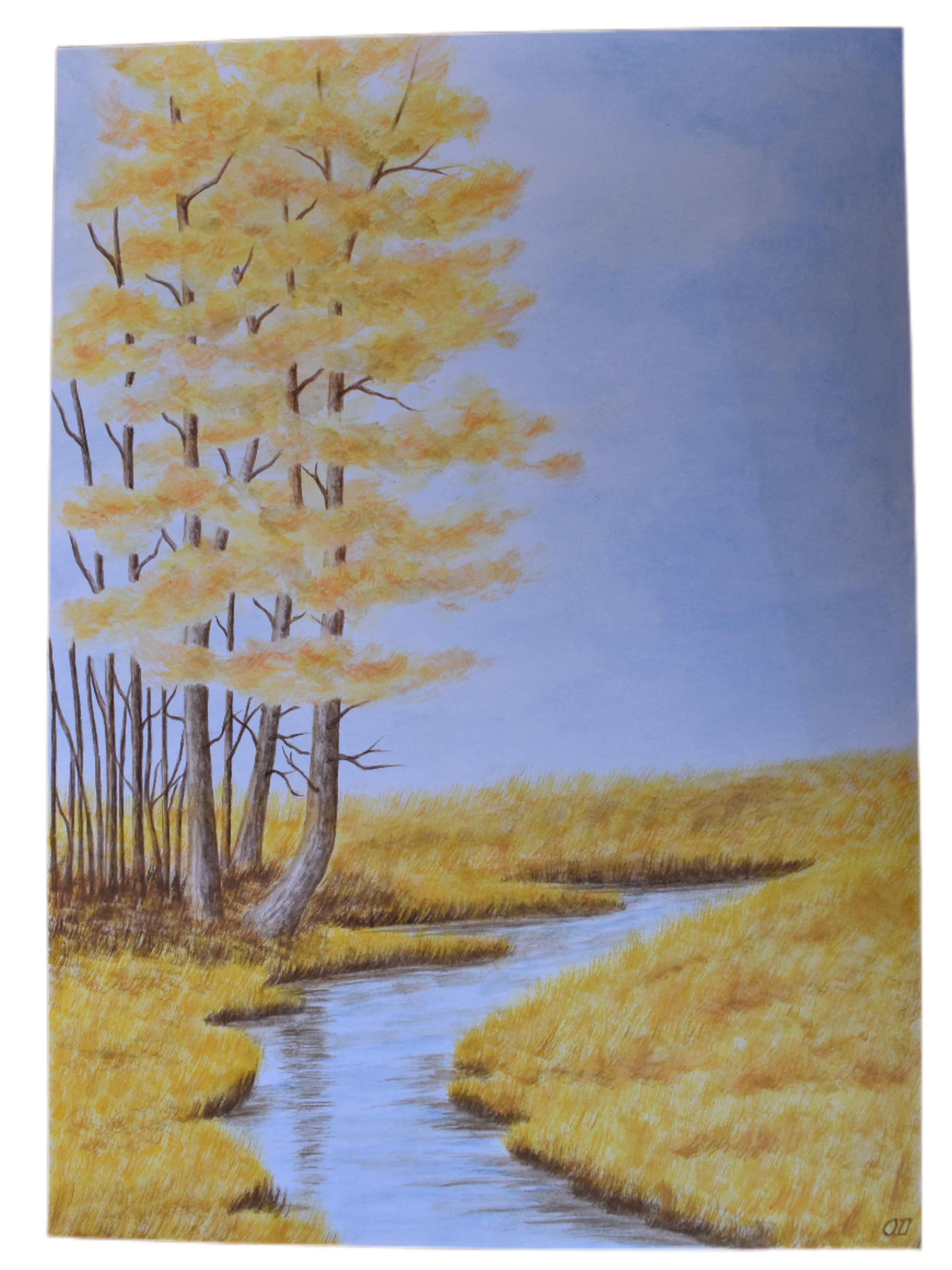 Golden Stream — Original Watercolor by Oskar D.