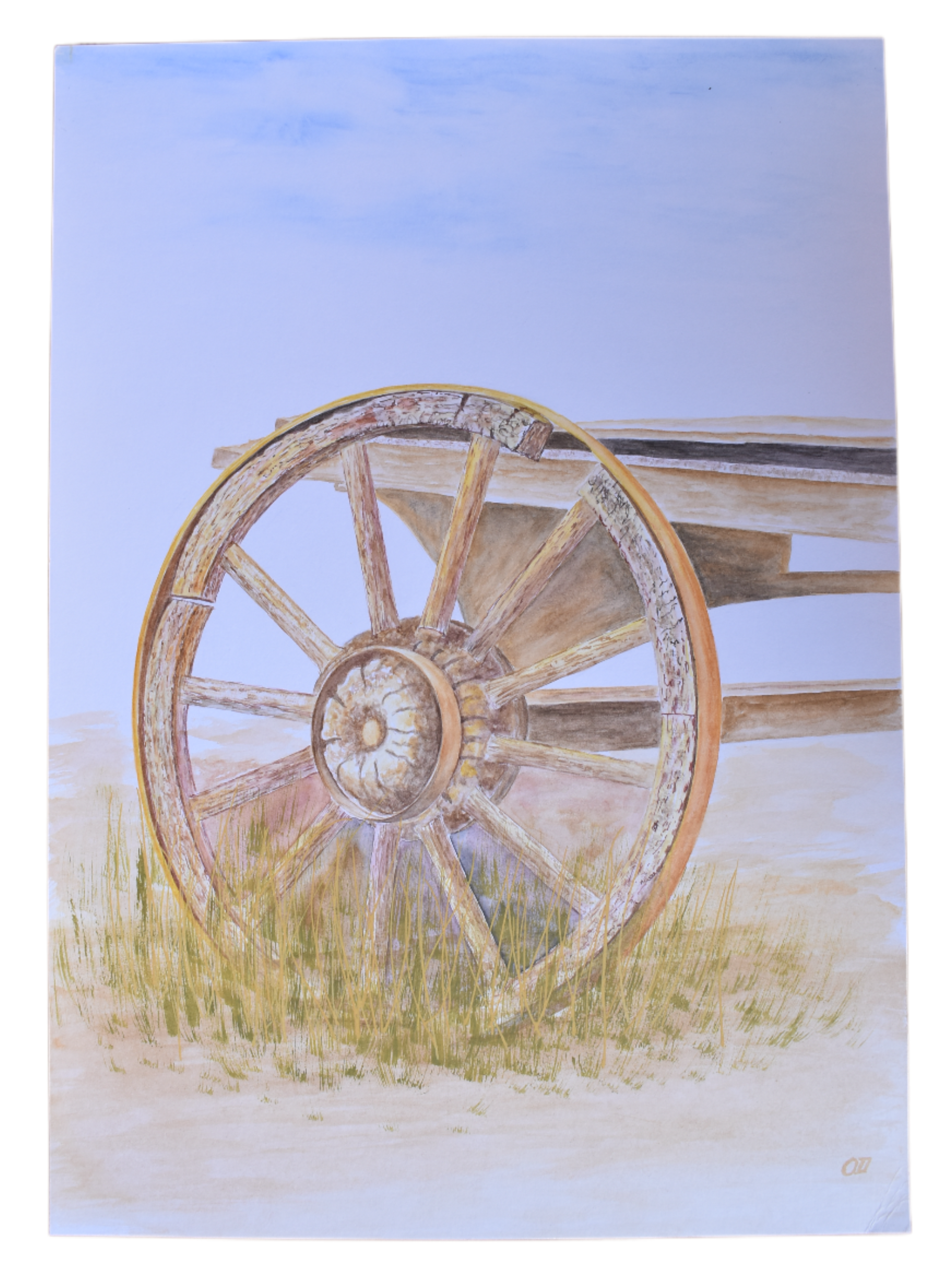 Weathered Wheel — Original Watercolor by Oskar D.