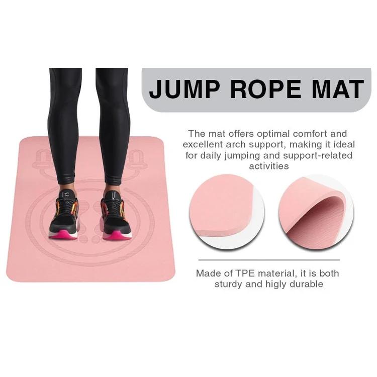 Pink Jump Rope Mat – Shock-Absorbing, Non-Slip TPE Exercise Mat