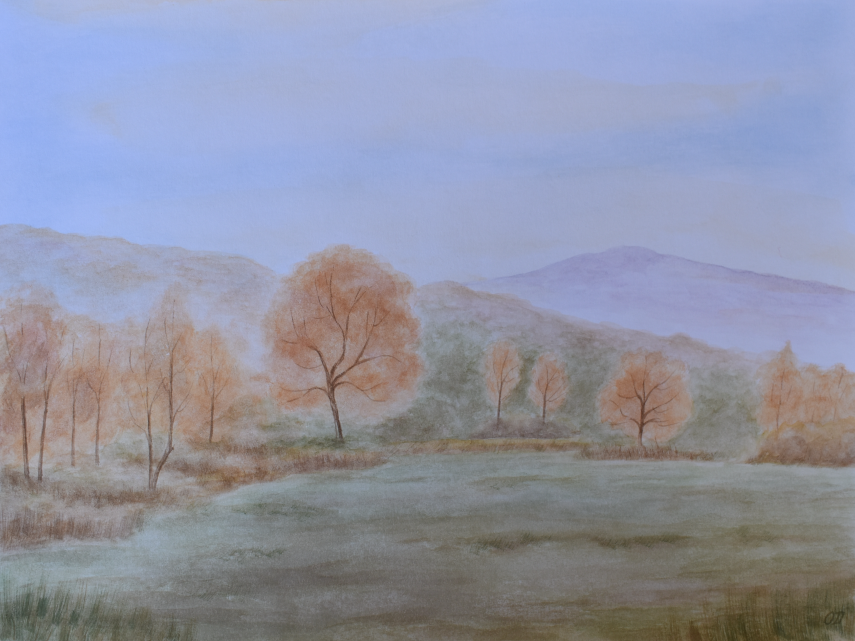 Autumn Meadowlight — Original Watercolor by Oskar D.