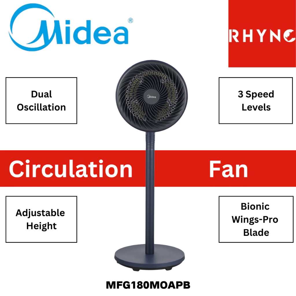 พัดลมตั้งพื้น Midea รุ่น MFG180MOAPB