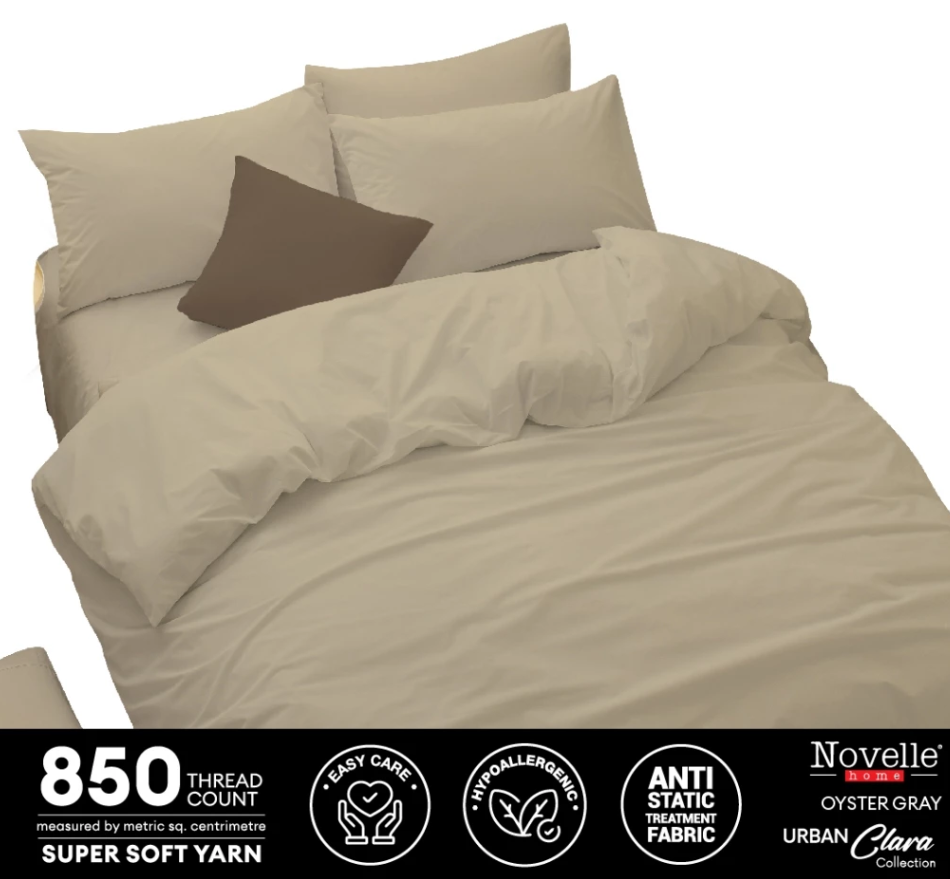 เซตผ้าปูที่นอนแบบรัดมุม Novelle Urban Clara (ไม่มีผ้านวม/ปลอกผ้านวม) – เส้นใยนุ่มพิเศษ 850 เส้นด้าย (ขนาด Queen/ King) ค่ะ