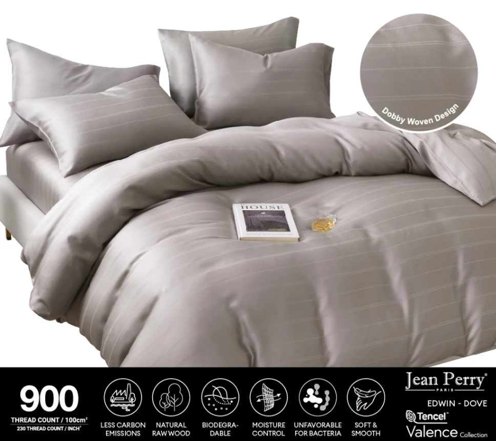 เซตผ้าปูที่นอนแบบรัดมุม TENCEL™ Lyocell - Jean Perry Valence – ผ้า TENCEL™ 900 เส้นด้าย (ขนาด SUPER SINGLE/ QUEEN/ KING) ค่ะ