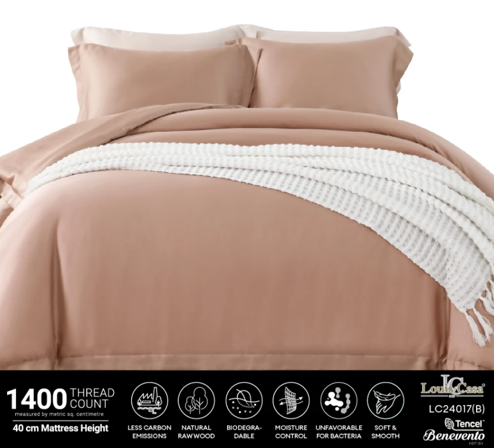 เซตผ้าปูที่นอนแบบรัดมุม TENCEL™ Lyocell - Louis Casa Benevento – ผ้า TENCEL™ 1400 เส้นด้าย (ขนาด QUEEN/ KING) ค่ะ