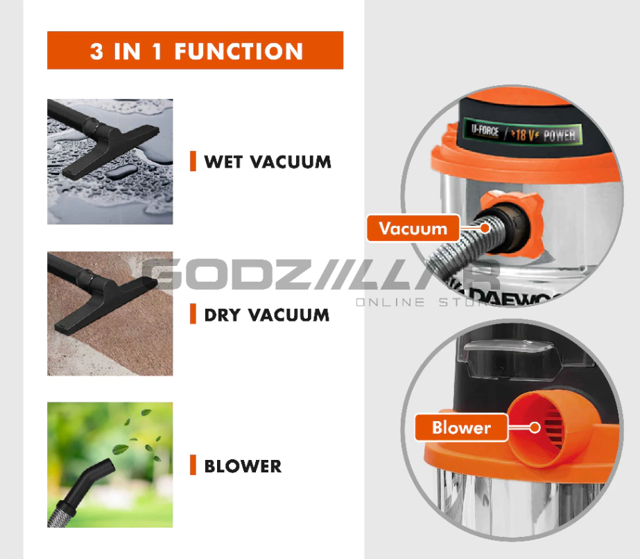 เครื่องดูดฝุ่นไร้สาย Daewoo 3-in-1