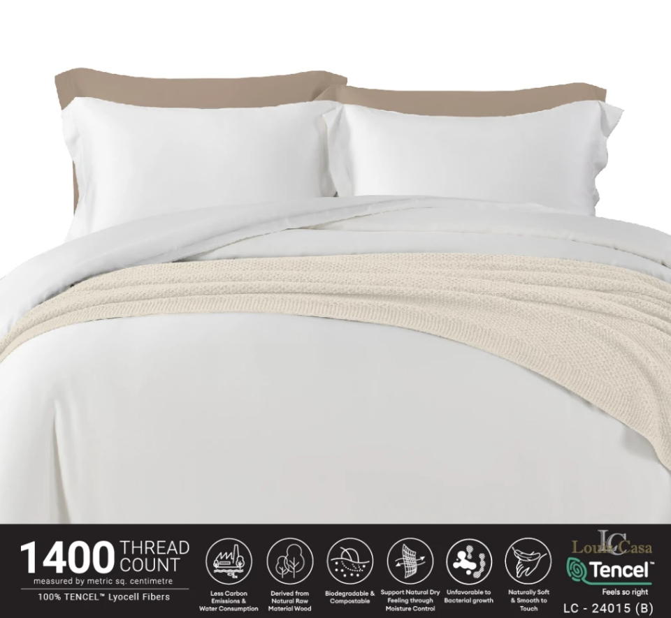 เซตผ้าปูที่นอนแบบรัดมุม TENCEL™ Lyocell - Louis Casa Benevento – ผ้า TENCEL™ 1400 เส้นด้าย (ขนาด QUEEN/ KING) ค่ะ