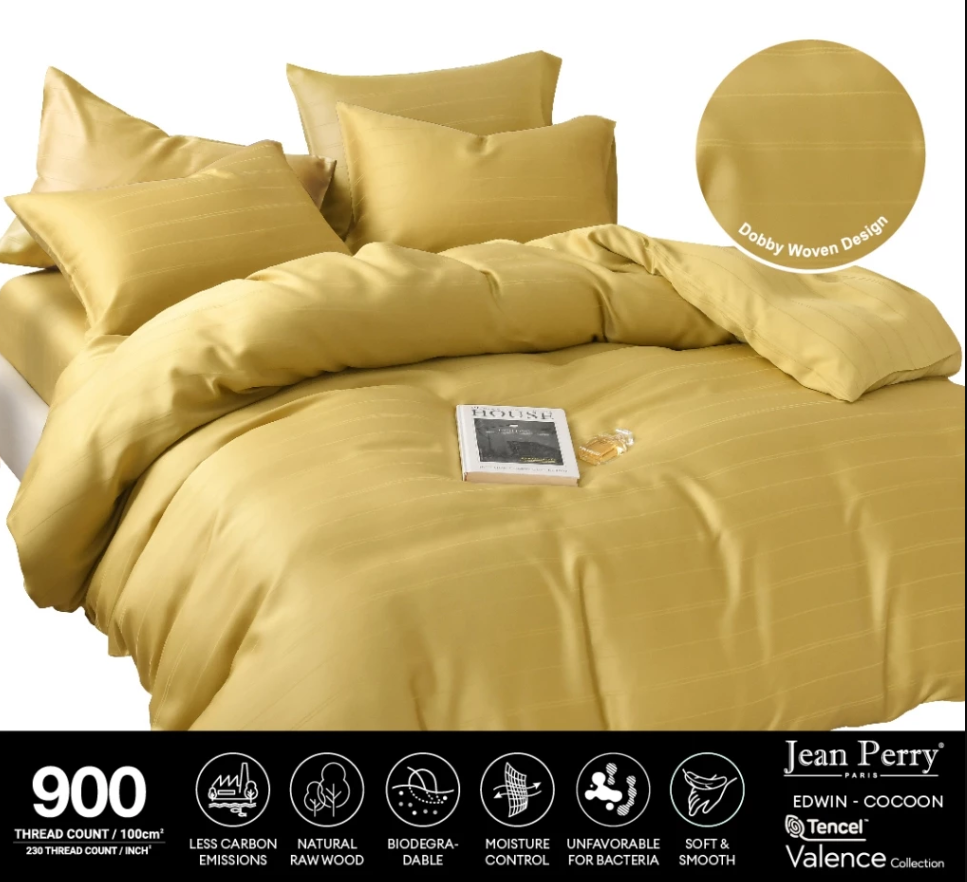 เซตผ้าปูที่นอนแบบรัดมุม TENCEL™ Lyocell - Jean Perry Valence – ผ้า TENCEL™ 900 เส้นด้าย (ขนาด SUPER SINGLE/ QUEEN/ KING) ค่ะ