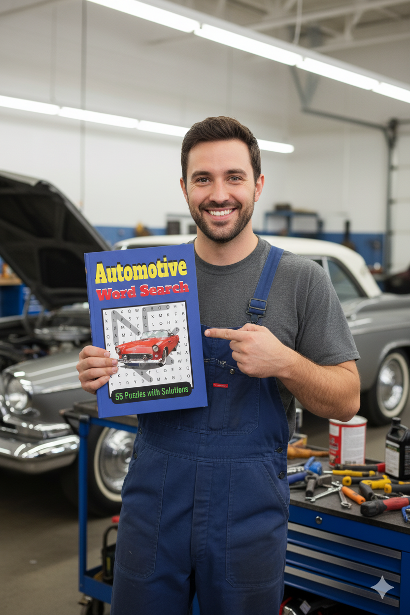 Automotive Word Search (55 Puzzles, Printable PDF, 6x9)