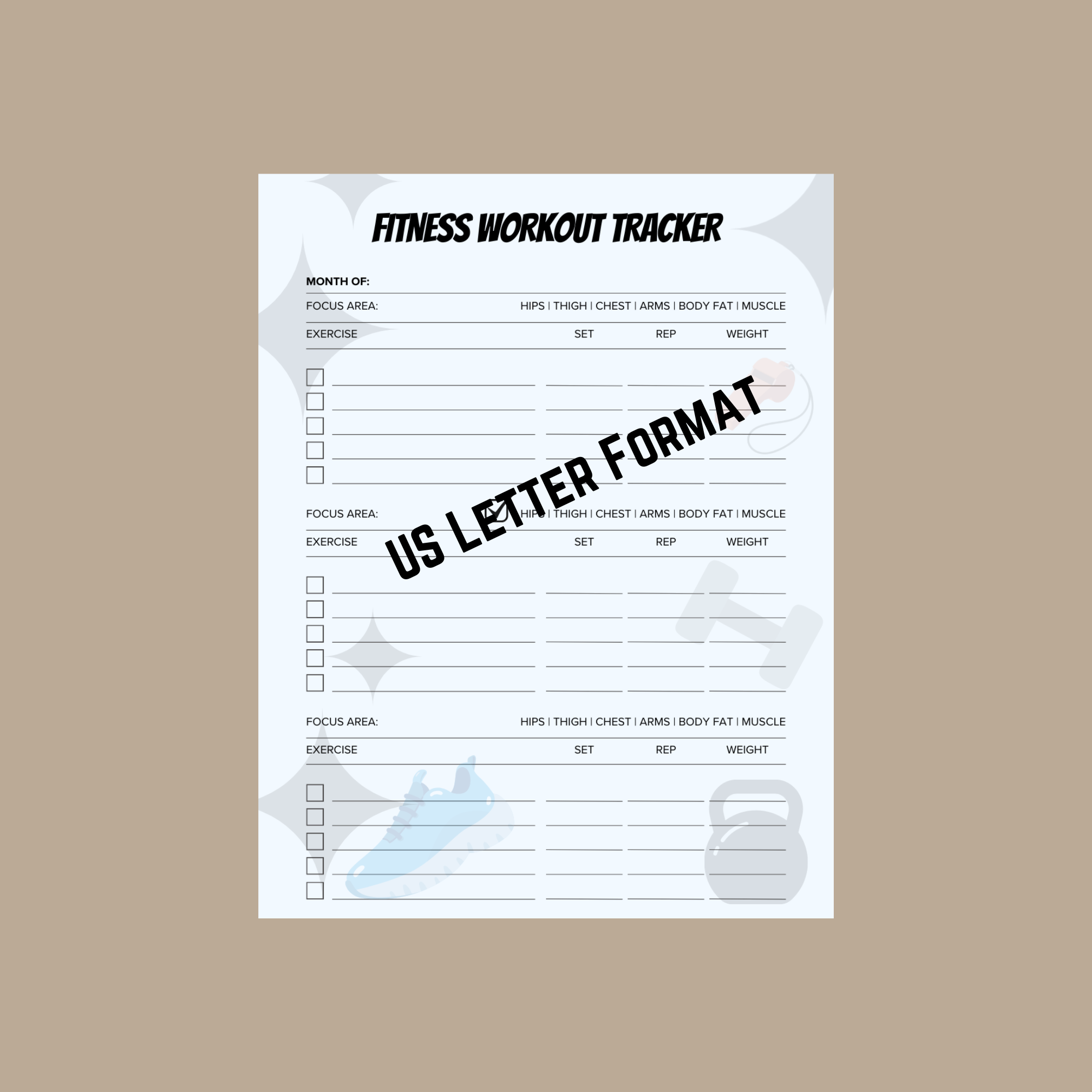 Monthly Fitness Workout Tracker