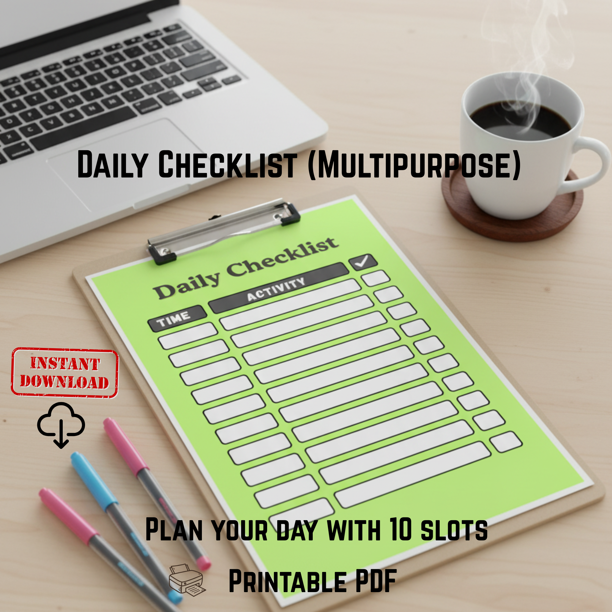 Daily Checklist Printable | Minimalist To-Do List Planner