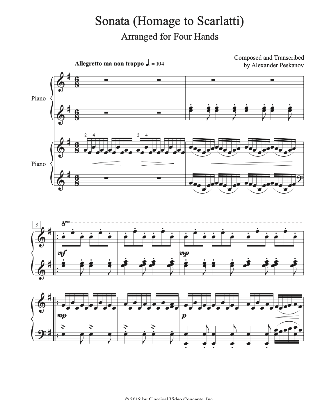 Sonata "Homage to Scarlatti"  (Piano Duet)