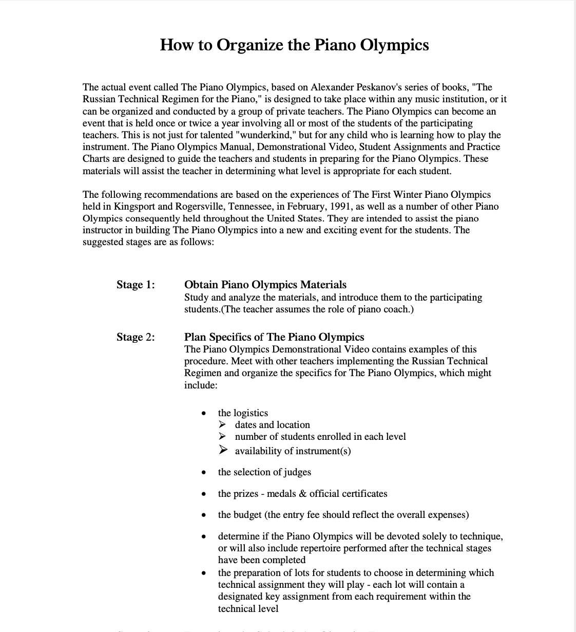 Piano Olympics Manual (Digital)