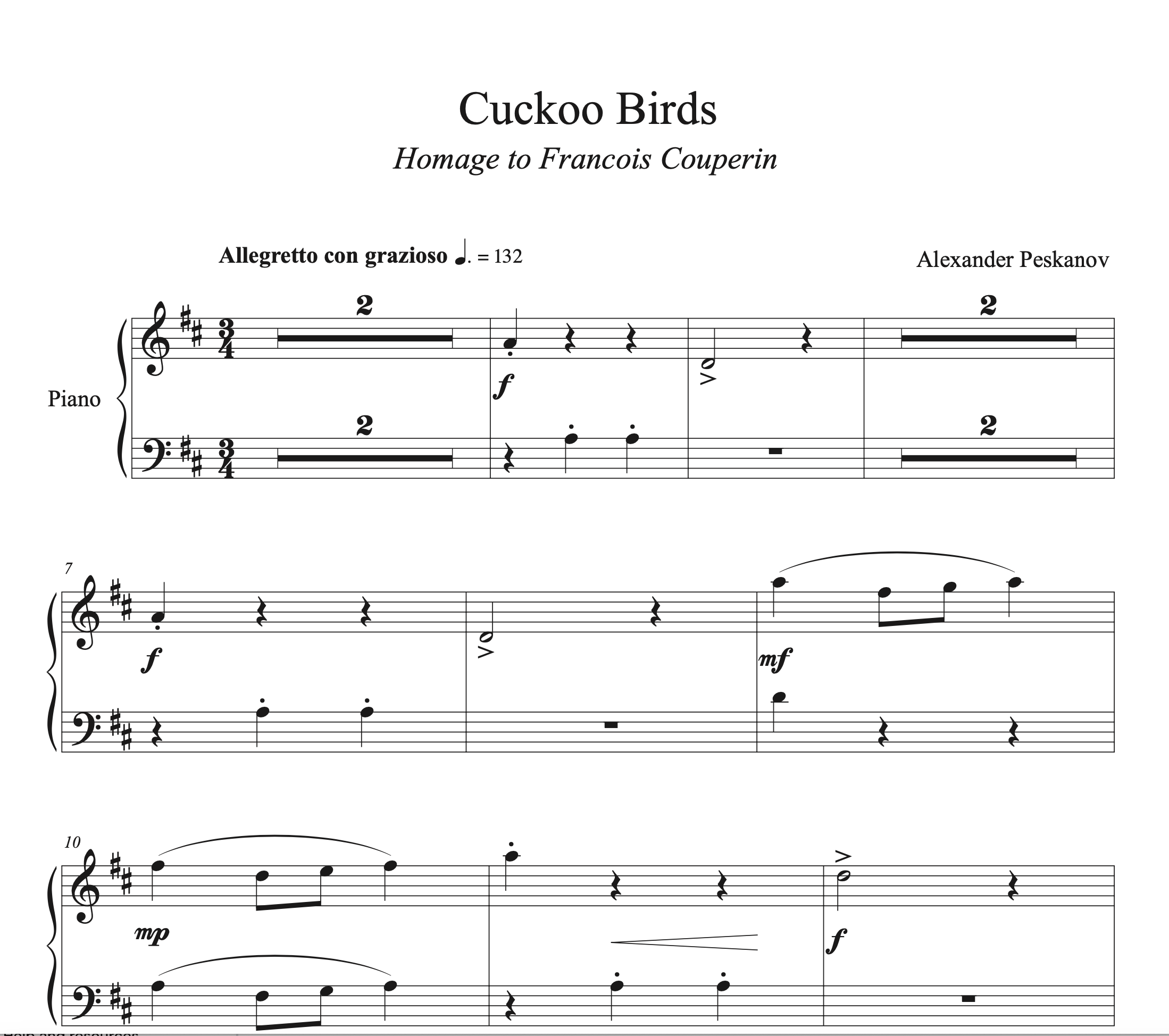 Cuckoo Birds (Transcribed Piano Solo)