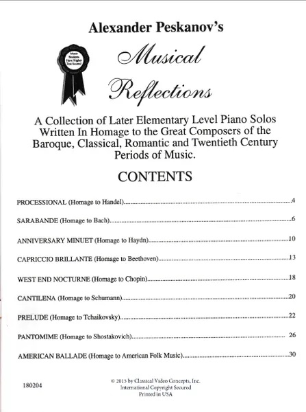 Musical Reflections (Late Elementary)