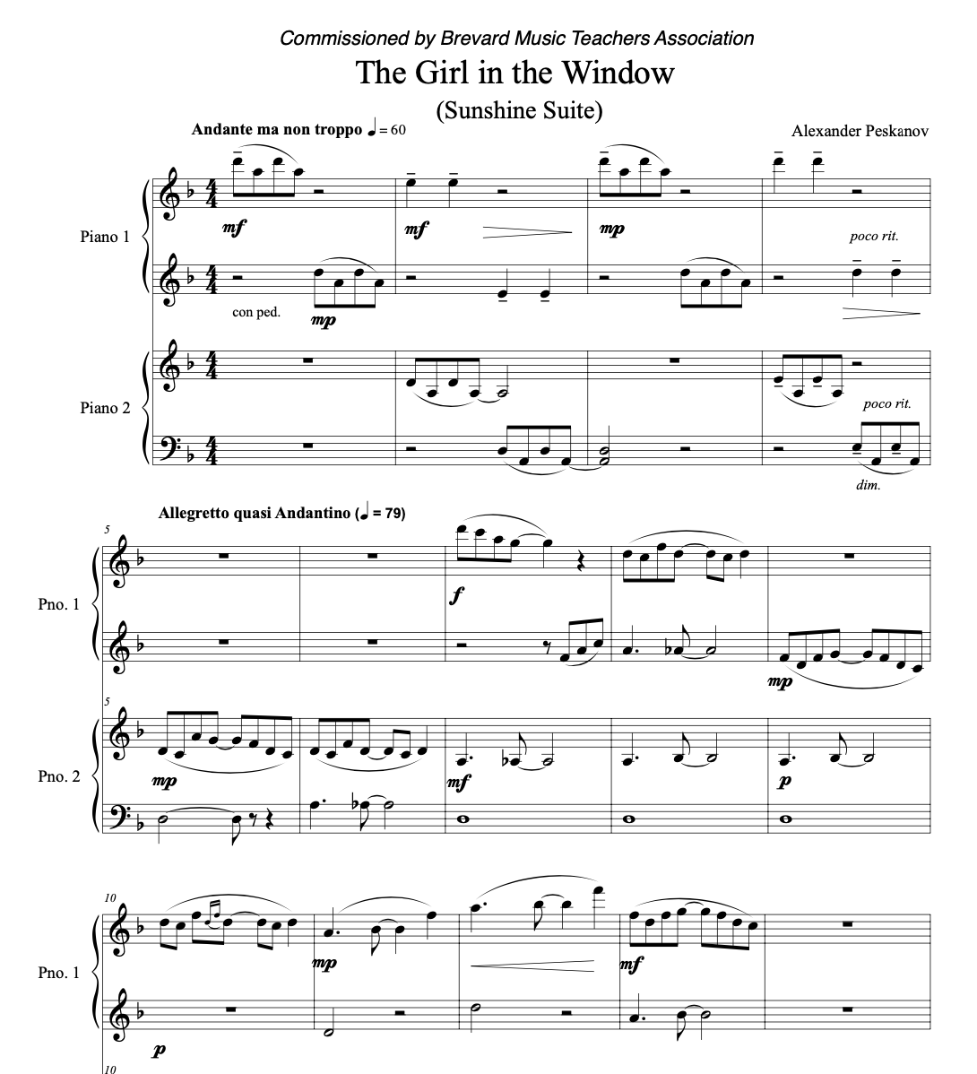 The Girl in the Window (Piano Duet)