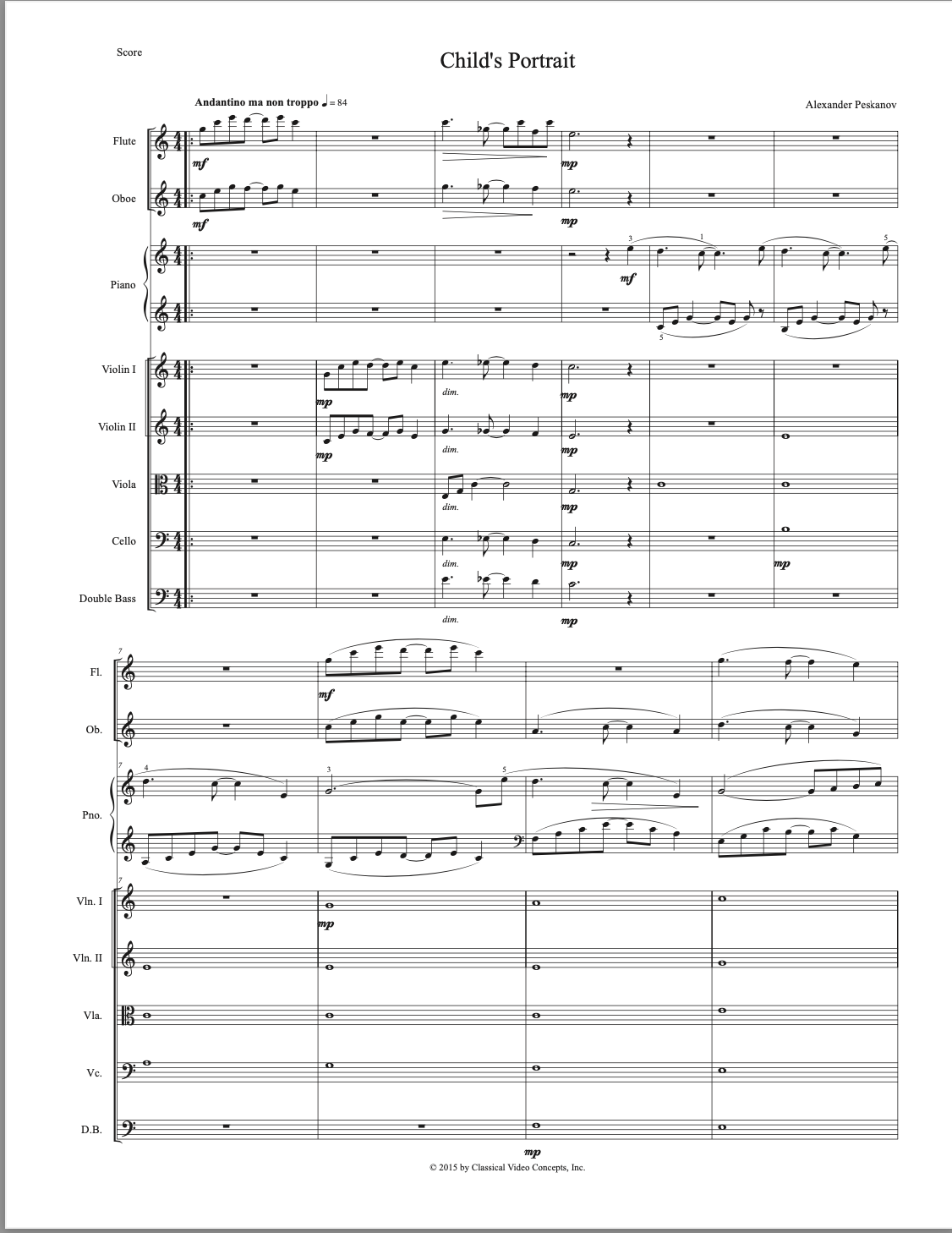 Child's Portrait (Orchestra Score and Parts)