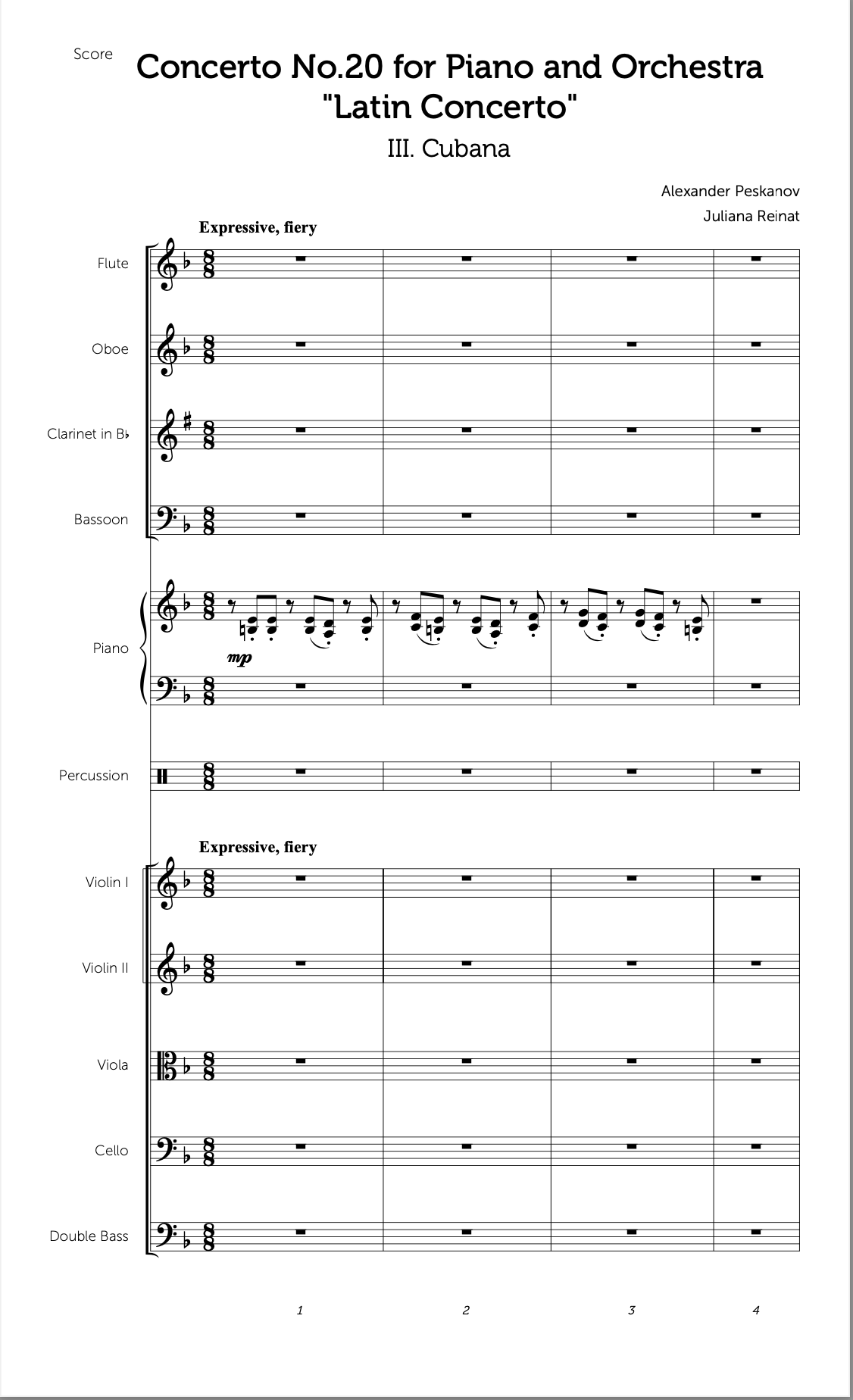 Piano Concerto No. 20-Orchestra Score and Parts