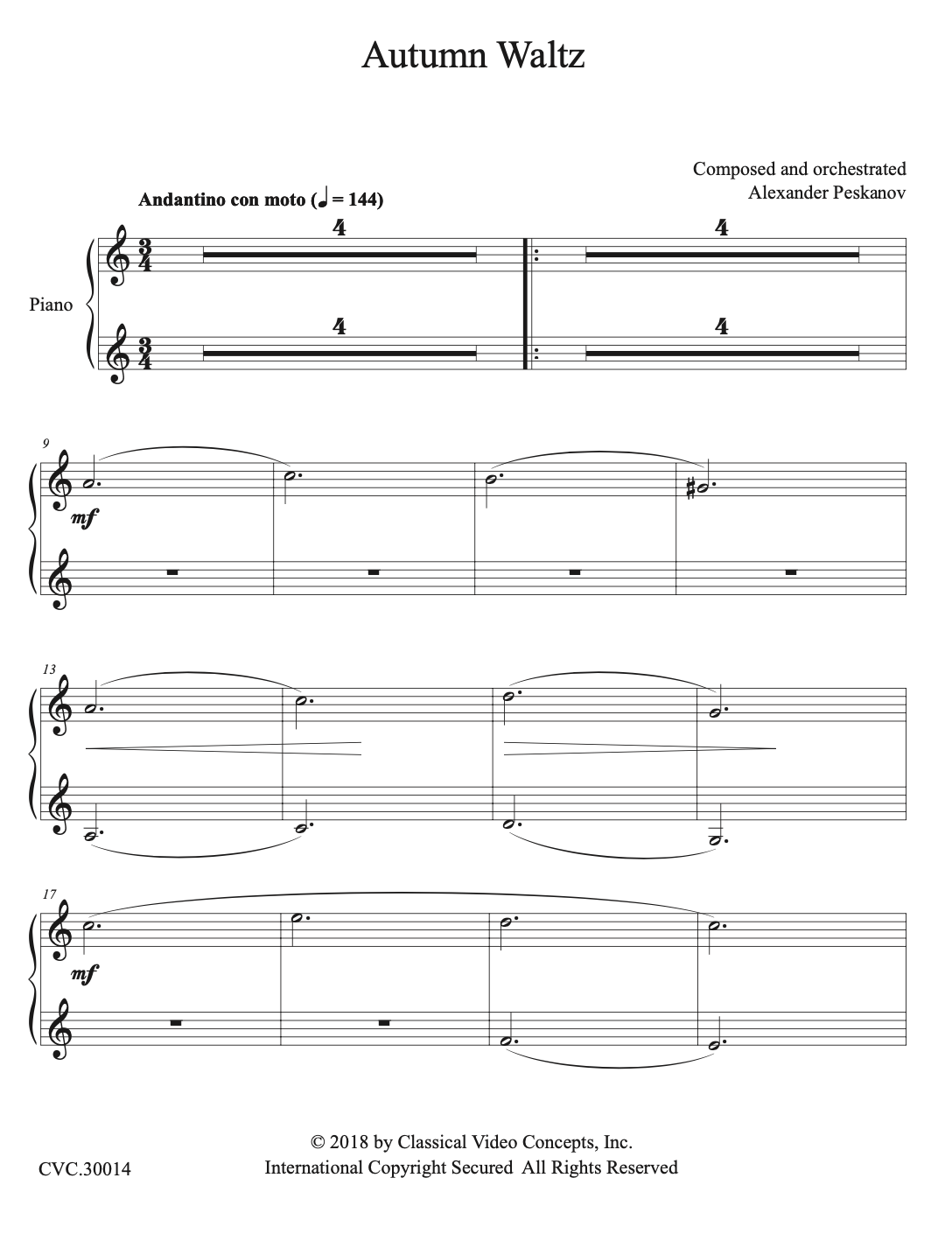Autumn Waltz (Transcribed Piano Solo)