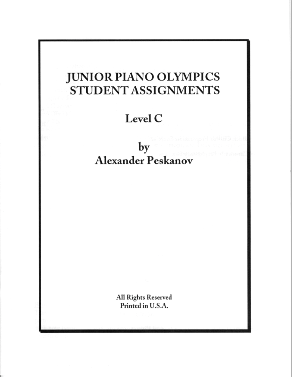 Piano Olympics Student Assignments C  (Digital)