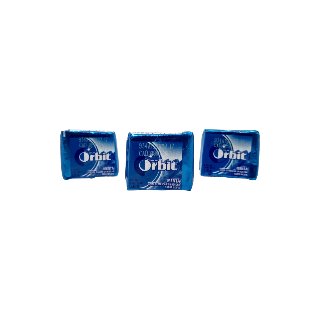 CHICLES ORBIT DE 4 PASTILLAS SABOR MENTA