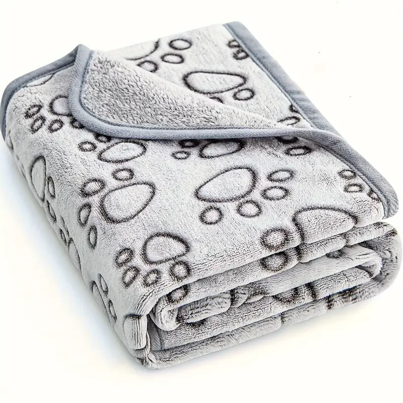 Soft Cozy Fleece Pet Blanket - Paw Print Design