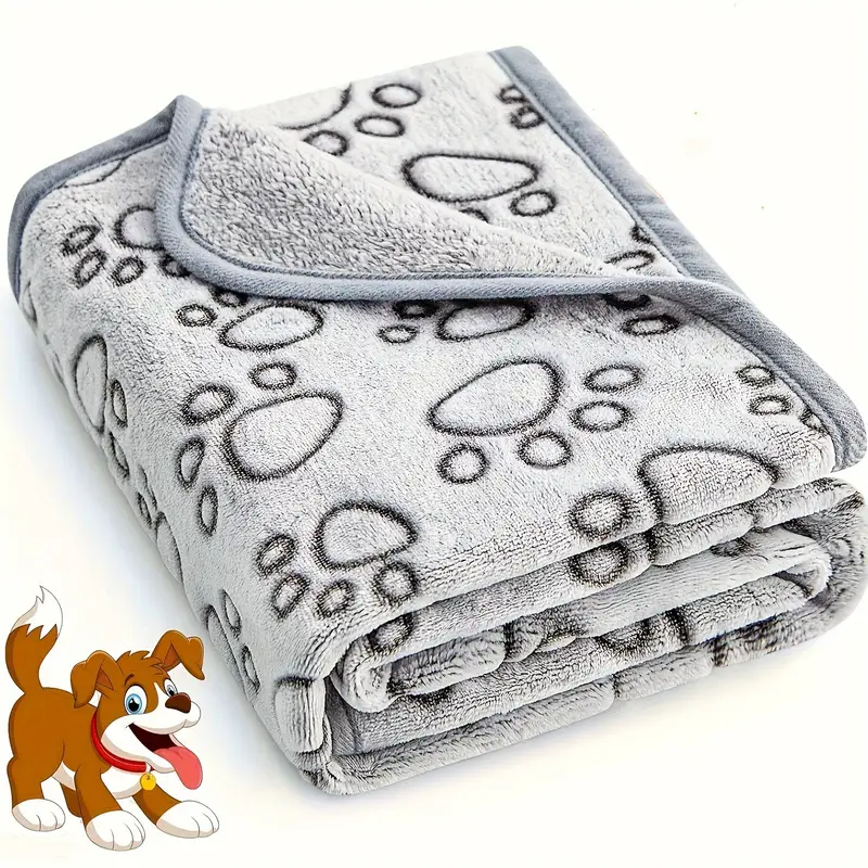 Soft Cozy Fleece Pet Blanket - Paw Print Design