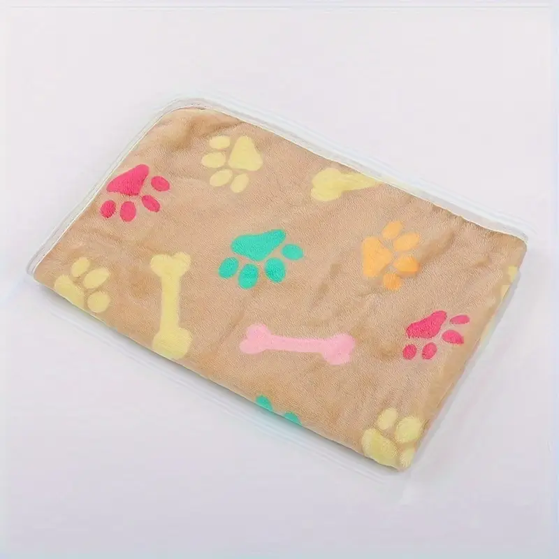Ultra-Soft Flannel Pet Blanket with Bone & Paw Print Pattern