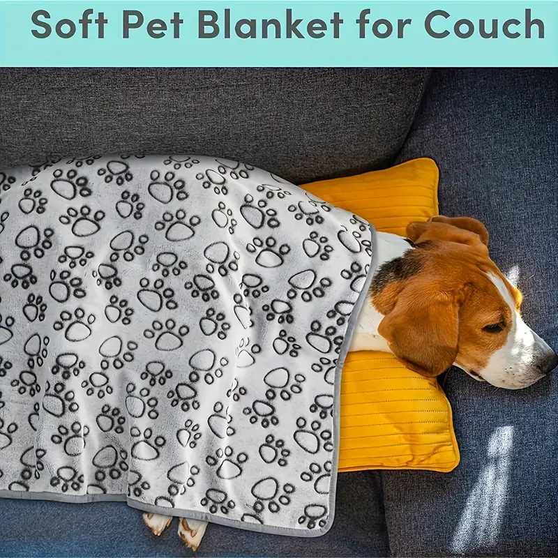 Soft Cozy Fleece Pet Blanket - Paw Print Design