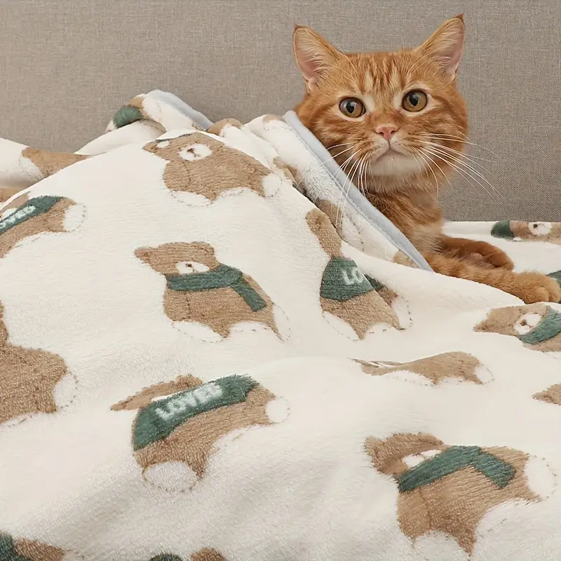Soft fleece Pet blanket with Bear pattern