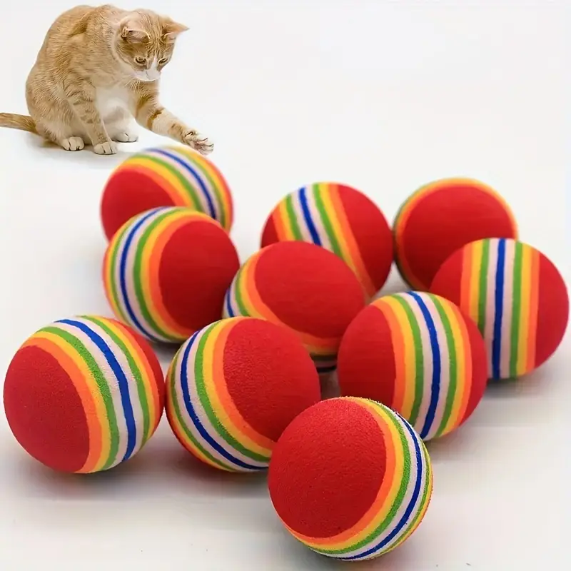 Rainbow Stripe Cat Toy Foam Balls - ( For Small Pets Only )