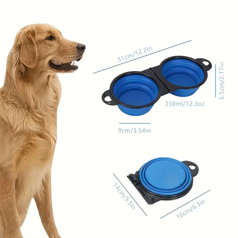 Collapsible Silicone Double Dog Bowl