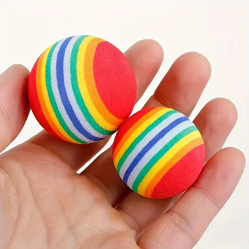 Rainbow Stripe Cat Toy Foam Balls - ( For Small Pets Only )