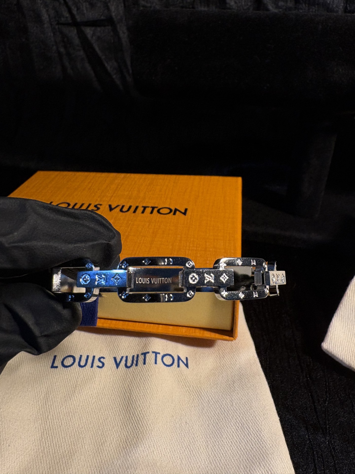Louis Vuitton Silver Cuff Bangle Bracelet 
