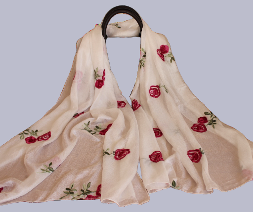 Fandori Embroidered Rose Scarf