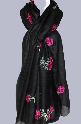 Fandori Embroidered Rose Scarf