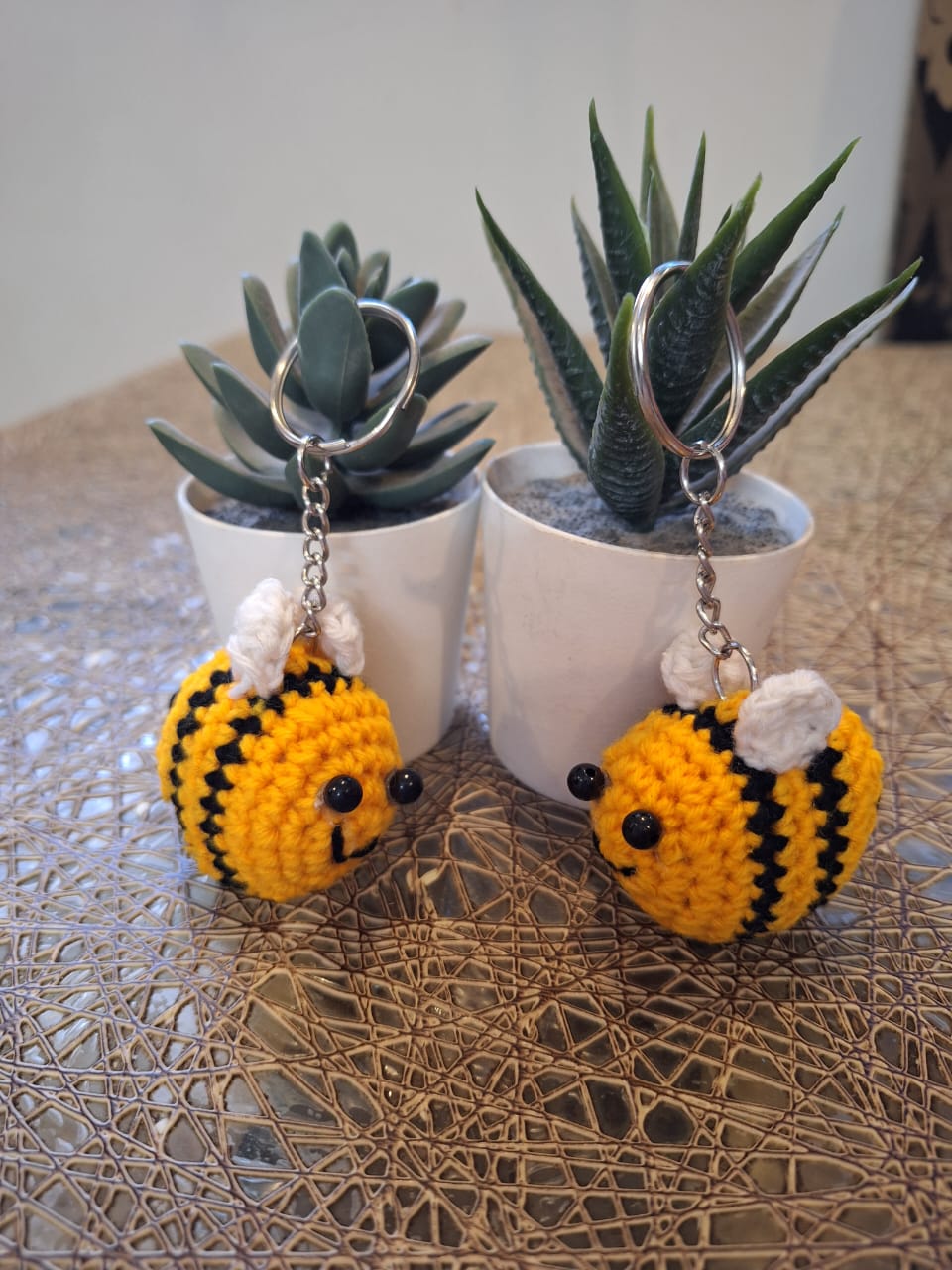 Handmade Crochet Bumble Bee Keychain