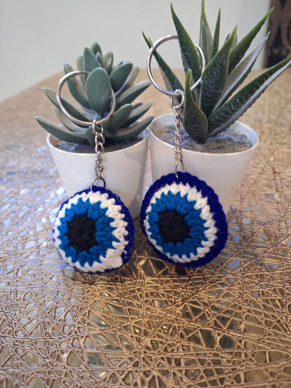 Handmade Crochet  Evil Eye Keychain