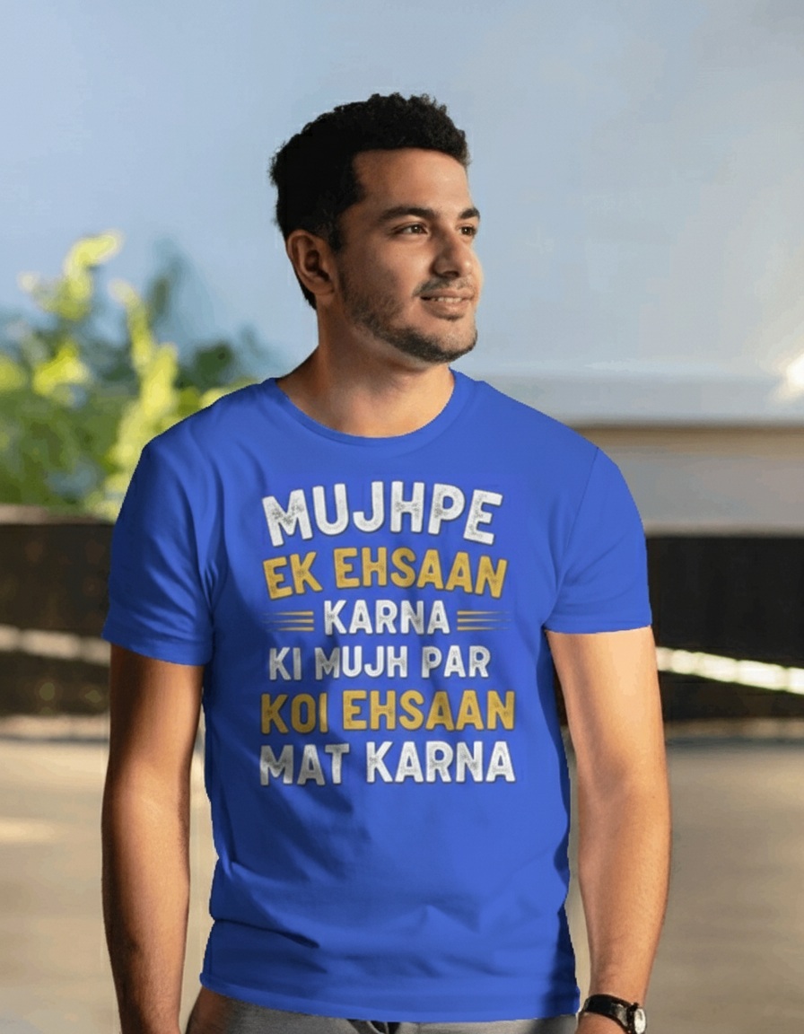 Blue Graphic T-shirt with Hindi Quote