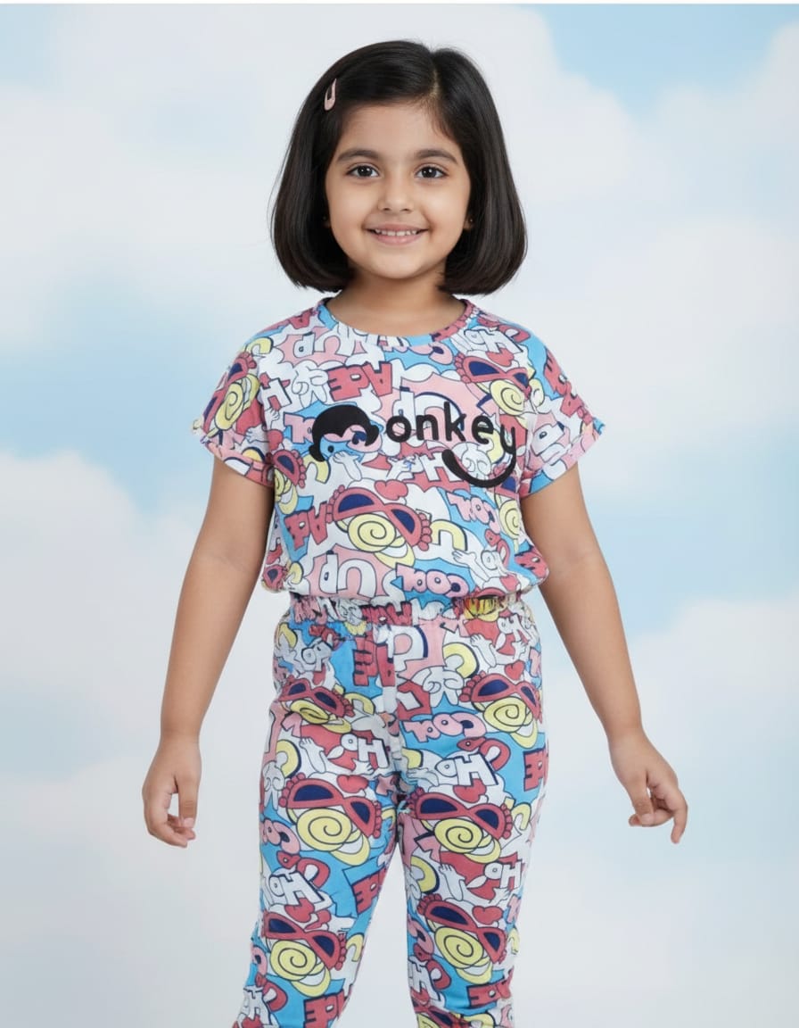 Colorful Print girls cord set CH-05